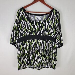 Dressbarn Womens Shirt Size 14 / 16 Top Multicolored 1/2‎ Sleeve V Neck